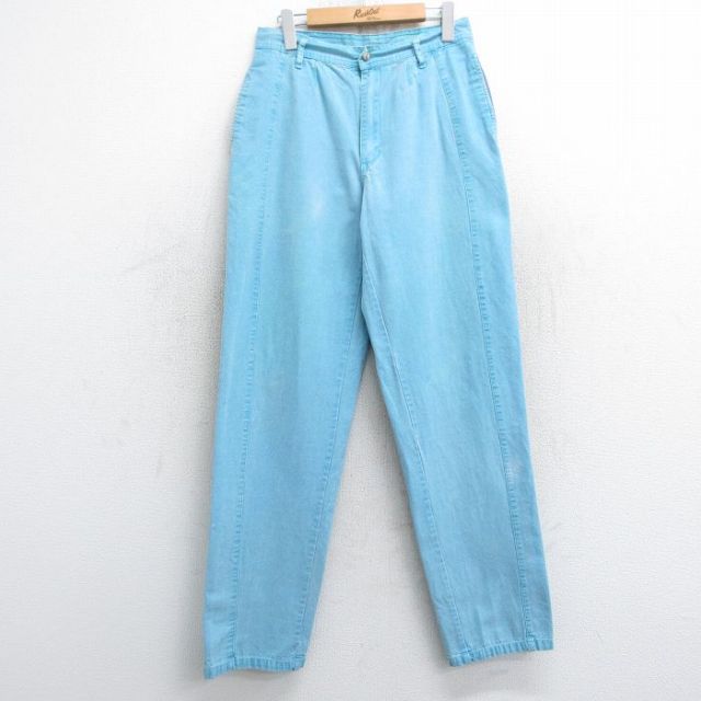 W30★古着 ガッチャ パンツ メンズ 80年代 80s 水色 25feb01 中古 ボトムス ロング