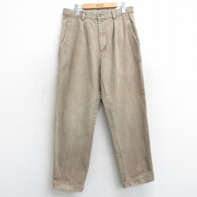 W34★古着 HAGGAR パンツ メンズ コットン ベージュ カーキ 25feb01 中古 ボトムス ロング