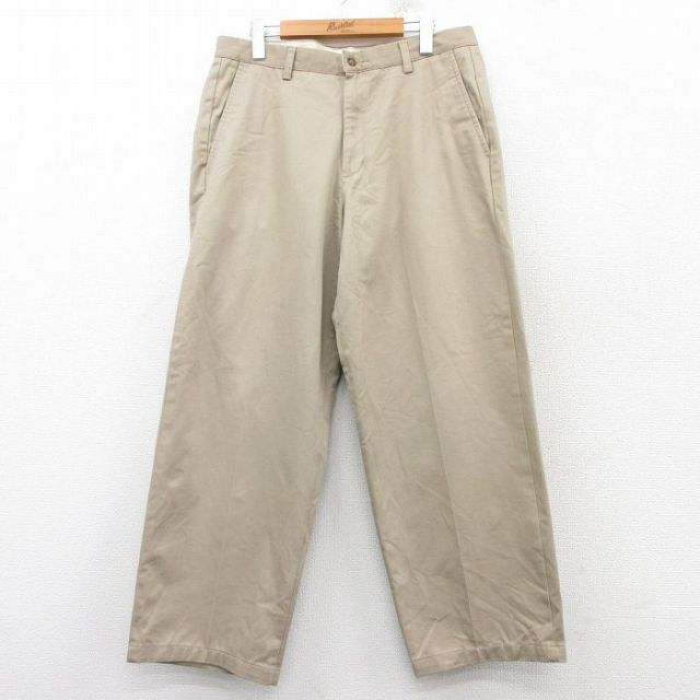 W34★古着 エディーバウアー チノ パンツ チノパン メンズ 00年代 00s コットン ベージュ カーキ 25feb04 中古 ボトムス ロング