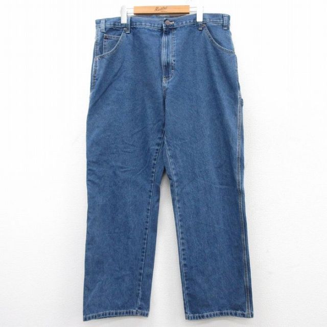 W38★古着 ディッキーズ Dickies ペインター パンツ メンズ コットン 紺 ネイビー デニム 25feb04 中古 ボトムス ロング