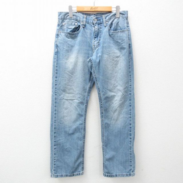 W32★古着 リーバイス Levis 559 ジーンズ メンズ ヒゲ コットン 薄紺 ネイビー デニム 25feb01 中古 ボトムス ジーパン Gパン ロング パンツ