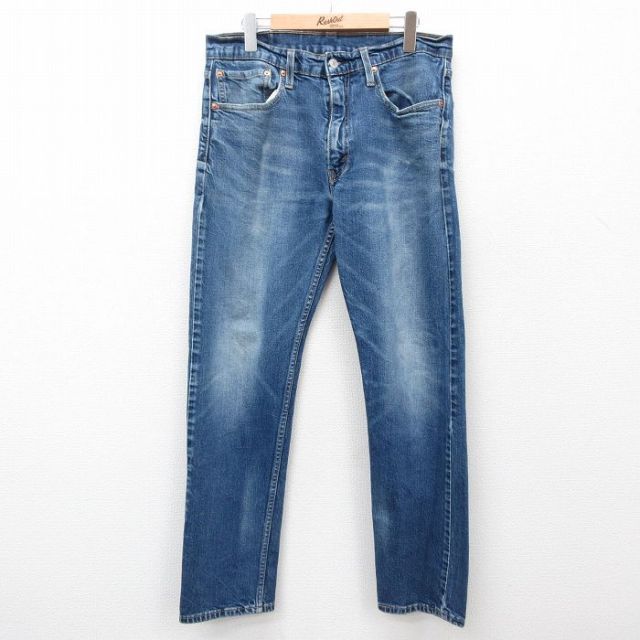 W33★古着 リーバイス Levis 502 ジーンズ メンズ ヒゲ 紺 ネイビー デニム 25feb01 中古 ボトムス ジーパン Gパン ロング パンツ