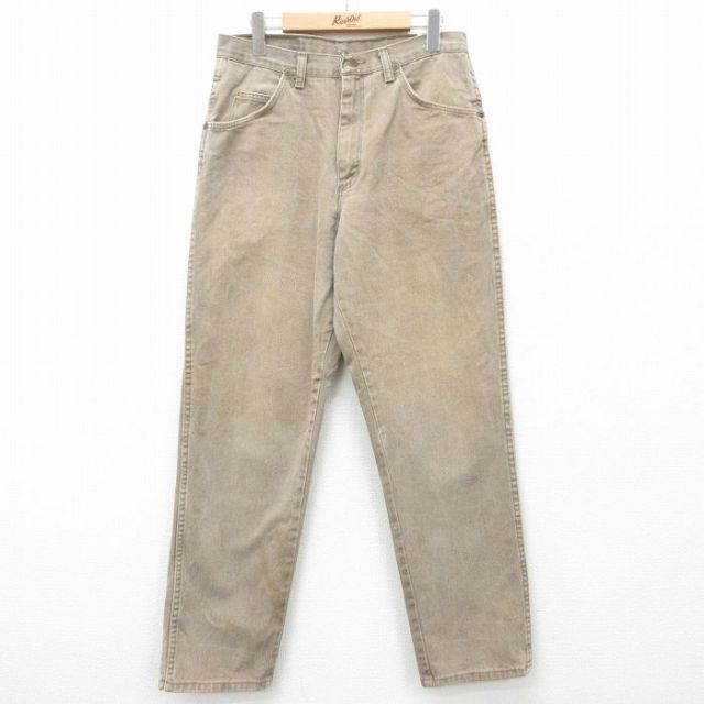 W30★古着 ラングラー Wrangler ジーンズ メンズ 00年代 00s ベージュ カーキ デニム 25feb01 中古 ボトムス ジーパン Gパン ロング パンツ