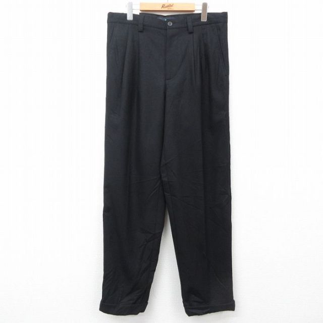 W34★古着 ギャップ GAP パンツ メンズ デッドストック ウール 黒 ブラック 25feb03 中古 ボトムス ロング