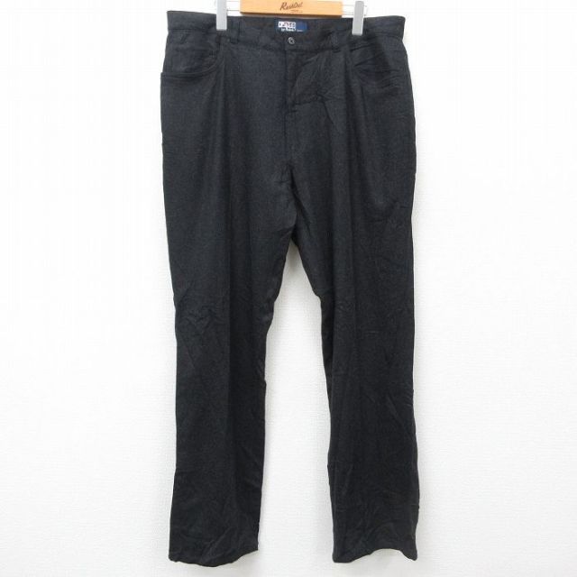 W38★古着 ラルフローレン Ralph Lauren ブランド パンツ メンズ 90年代 90s ウール 濃グレー 25feb03 中古 ボトムス ロング