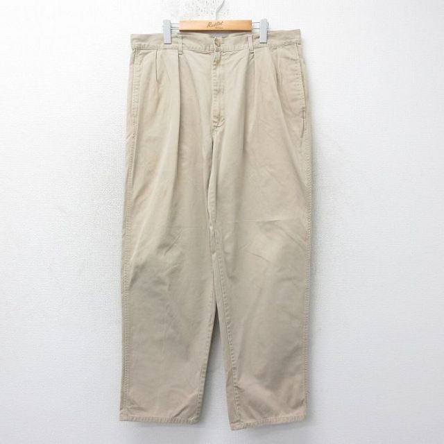 W38★古着 ラルフローレン Ralph Lauren ブランド チノ パンツ チノパン メンズ 90年代 90s コットン USA製 ベージュ カーキ 【spe】 25feb04 中古 ボトムス ロング