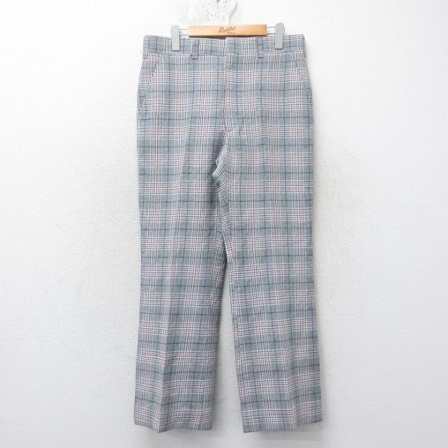 W33★古着 HAGGAR スラックス パンツ メンズ 80年代 80s フレア USA製 タロン グレー他 チェック 25feb04 中古 ボトムス ロング