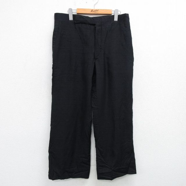 W34★古着 スラックス パンツ メンズ 70年代 70s タロン 黒 ブラック 25feb05 中古 ボトムス ロング