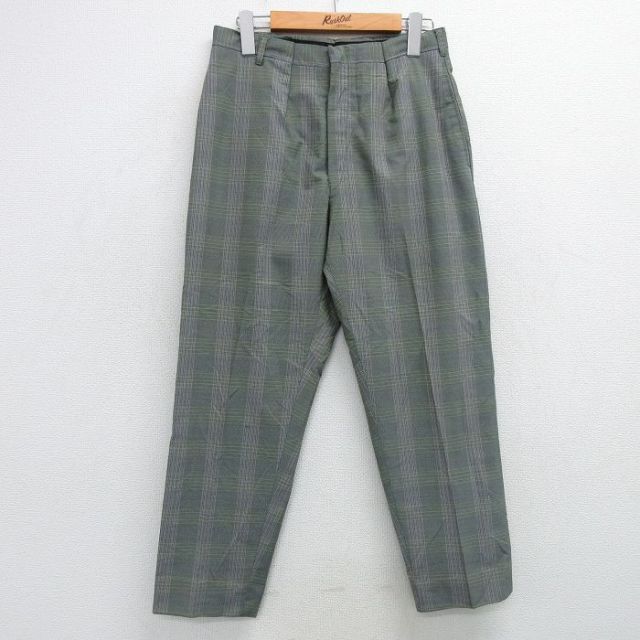 W28★古着 リーバイス Levis スラックス パンツ メンズ 80年代 80s スタプレ タロン 薄緑他 グリーン チェック 【spe】 25feb05 中古 ボトムス ロング