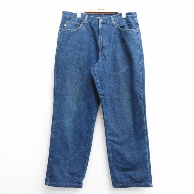 W36★古着 エルエルビーン LLBEAN ジーンズ メンズ 00年代 00s コットン 紺 ネイビー デニム 内側フランネル 25feb05 中古 ボトムス ジーパン Gパン ロング パンツ