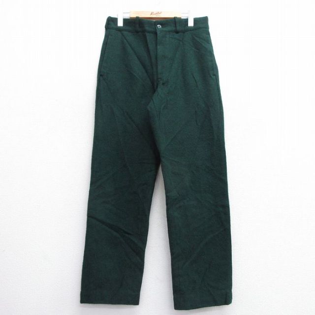W32★古着 ジョンソン JOHNSON パンツ メンズ 90年代 90s ウール 緑 グリーン 25feb06 中古 ボトムス ロング