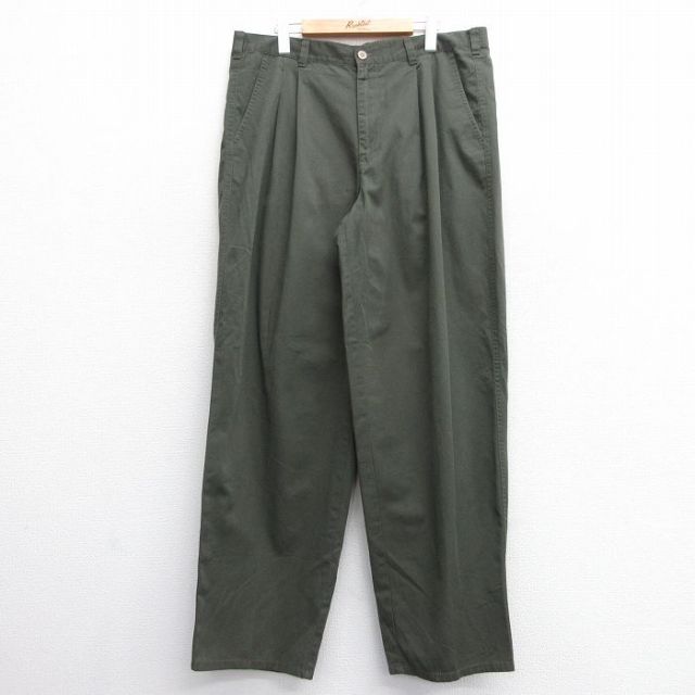 W36★古着 ベーシックエディションズ パンツ メンズ 00年代 00s 濃緑 グリーン 25feb06 中古 ボトムス ロング