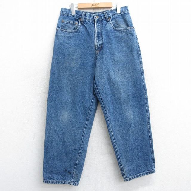 【50%OFF】W34★古着 セントジョンズベイ ジーンズ メンズ コットン 紺 ネイビー デニム 内側フランネル 25feb08 中古 ボトムス ジーパン Gパン ロング パンツ