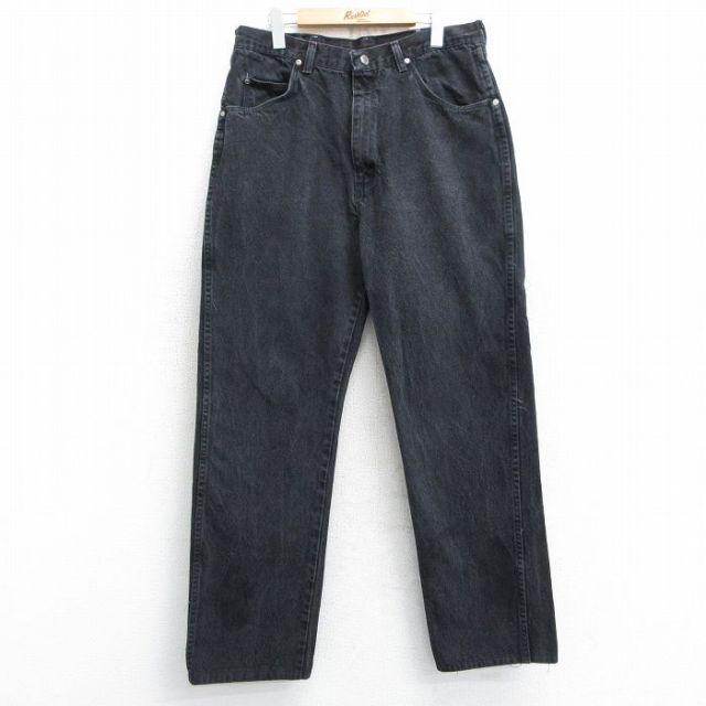 W34★古着 ラングラー Wrangler ジーンズ メンズ 00年代 00s コットン 黒 ブラック デニム 【spe】 25feb08 中古 ボトムス ジーパン Gパン ロング パンツ