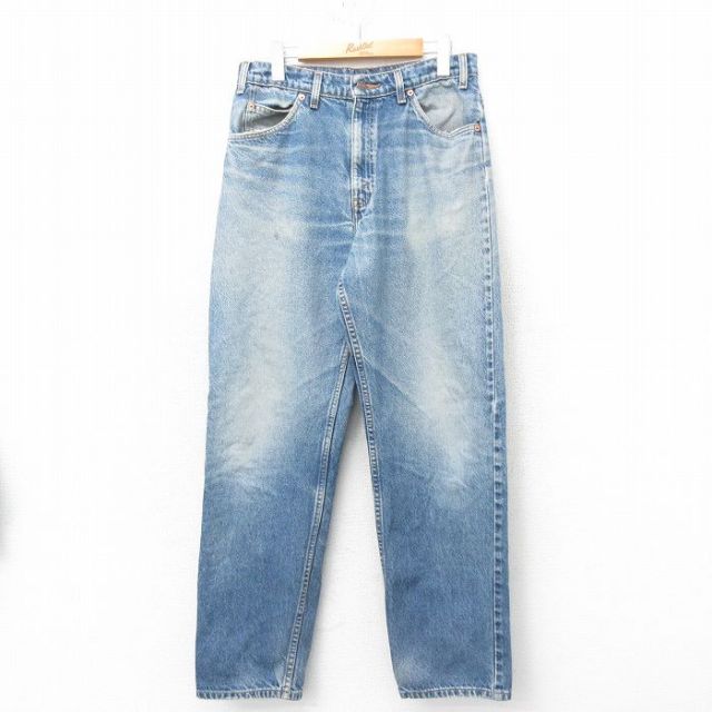 W32★古着 リーバイス Levis ジーンズ メンズ ヒゲ 紺 ネイビー デニム 25feb10 中古 ボトムス ジーパン Gパン ロング パンツ