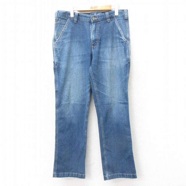 W36★古着 カーハート Carhartt ペインター パンツ メンズ 紺 ネイビー デニム 25feb10 中古 ボトムス ロング