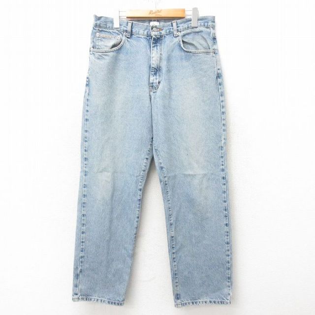 W34★古着 カルバンクライン Calvin Klein ジーンズ メンズ コットン 紺 ネイビー デニム 25feb10 中古 ボトムス ジーパン Gパン ロング パンツ