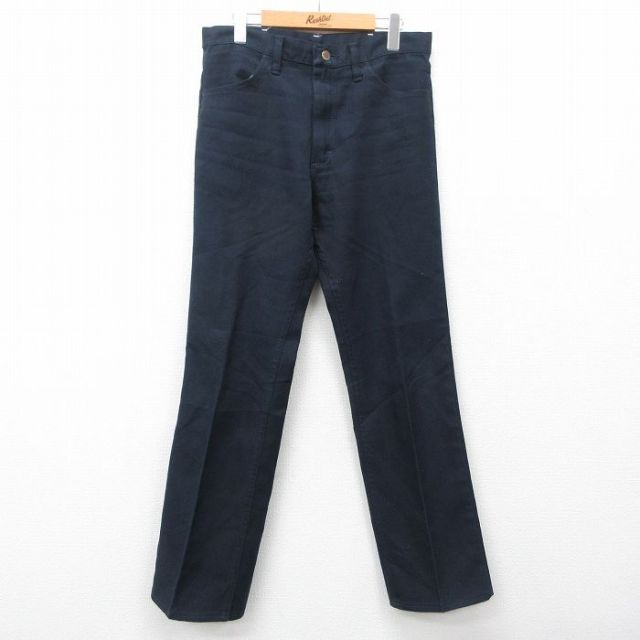 W33★古着 ラングラー Wrangler ランチャー パンツ メンズ 濃紺 ネイビー 25feb12 中古 ボトムス ロング