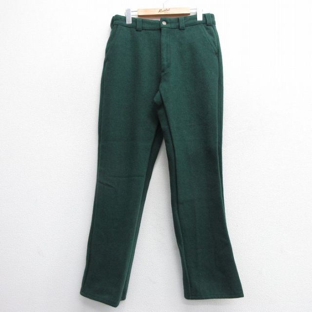 W33★古着 パンツ メンズ 00年代 00s ウール カナダ製 緑 グリーン 25feb12 中古 ボトムス ロング