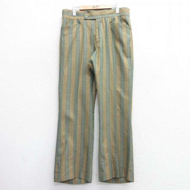 W34★古着 リーバイス Levis スラックス パンツ メンズ 80年代 80s スタプレ タロン 緑系他 グリーン ストライプ 【spe】 25feb12 中古 ボトムス ロング