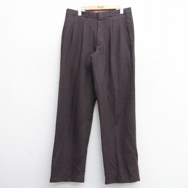 W34★古着 FARAH スラックス パンツ メンズ 90年代 90s 茶系 ブラウン 25feb12 中古 ボトムス ロング