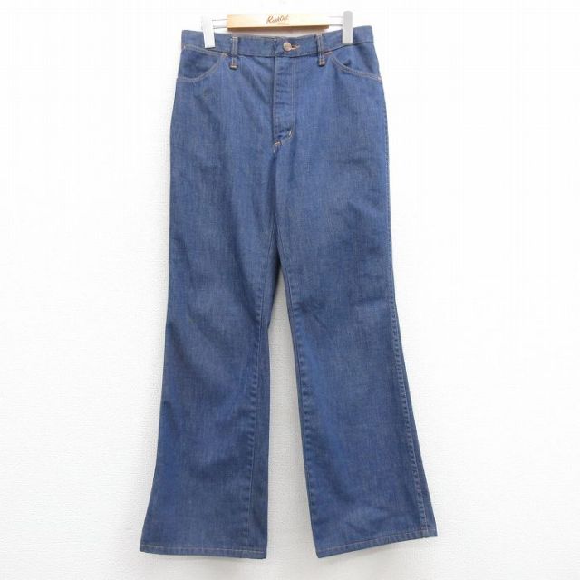 W31★古着 レッドキャップ ジーンズ メンズ 80年代 80s フレア USA製 紺 ネイビー デニム 25feb12 中古 ボトムス ジーパン Gパン ロング パンツ