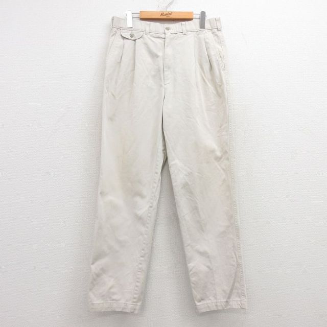 W34★古着 HAGGAR チノ パンツ チノパン メンズ コットン 薄ベージュ カーキ 25feb13 中古 ボトムス ロング
