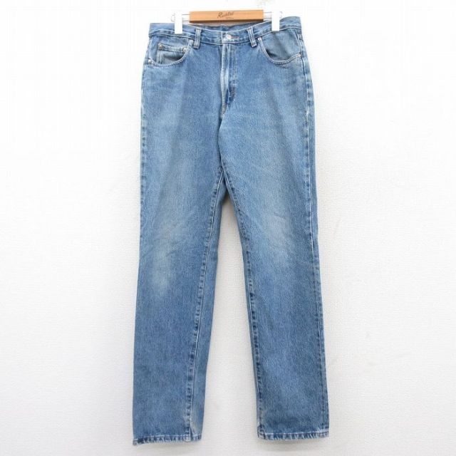 W34★古着 ラルフローレン Ralph Lauren ブランド ジーンズ メンズ 90年代 90s コットン USA製 紺 ネイビー デニム 25feb14 中古 ボトムス ジーパン Gパン ロング パンツ