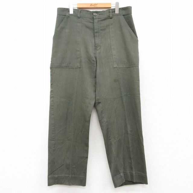 W35★古着 ベイカー パンツ メンズ 80年代 80s USA製 タロン 緑系 グリーン 25feb14 中古 ボトムス ロング