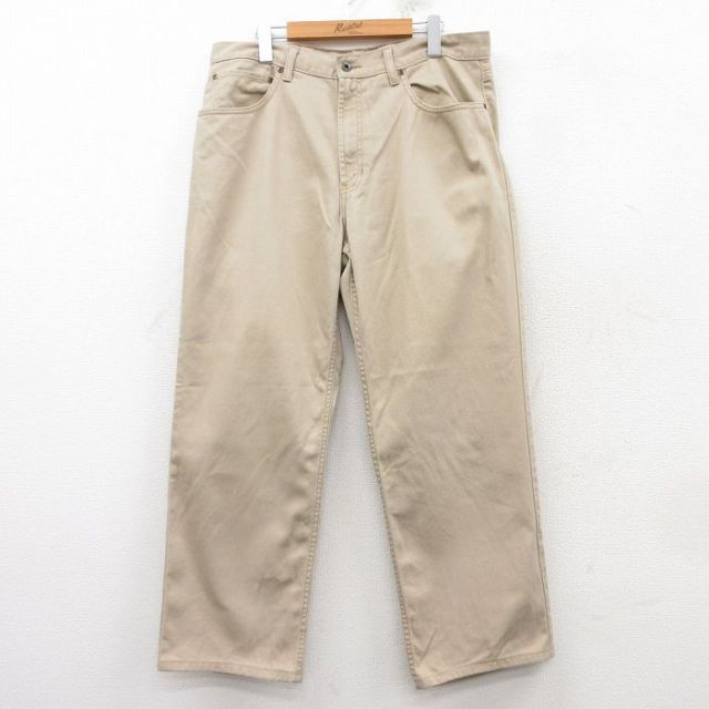 W36★古着 エルエルビーン LLBEAN パンツ メンズ 00年代 00s コットン ベージュ カーキ デニム 25feb14 中古 ボトムス ロング