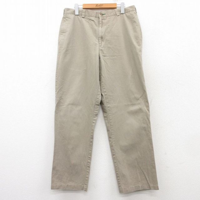 W36★古着 トミーヒルフィガー TOMMY HILFIGER ブランド チノ パンツ チノパン メンズ ベージュ カーキ 25feb14 中古 ボトムス ロング