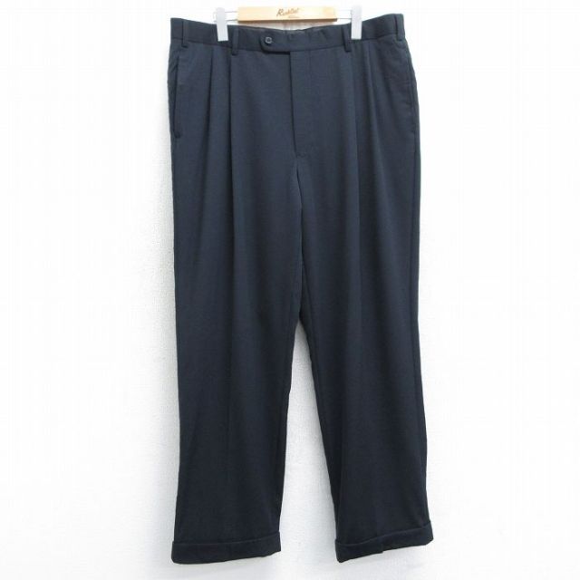 【20%OFF】W38★古着 ブルックスブラザーズ BROOKS BROTHERS ブランド スラックス パンツ メンズ 00年代 00s ウール カナダ製 濃紺 ネイビー 25feb14 中古 ボトムス ロング