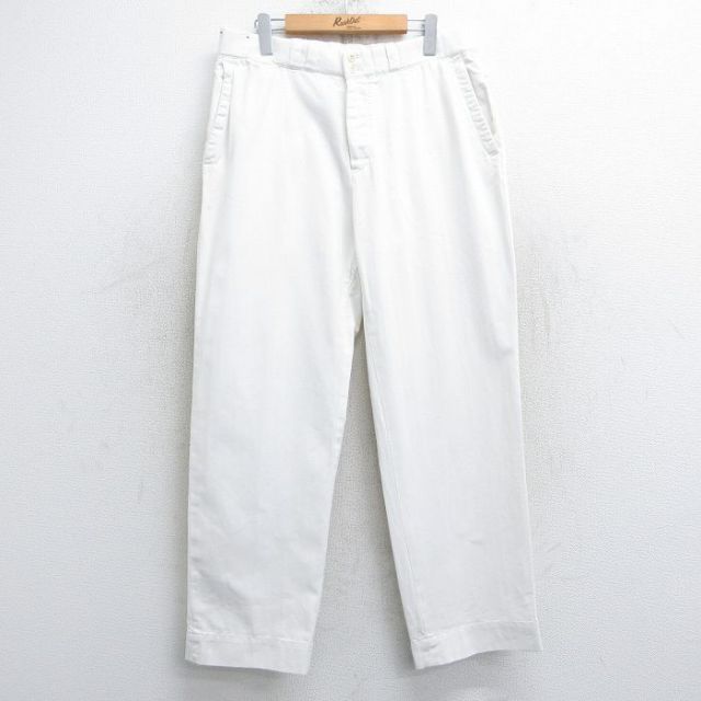 W34★古着 ラルフローレン Ralph Lauren ブランド パンツ メンズ 90年代 90s ツイード コットン 白 ホワイト 25feb14 中古 ボトムス ロング