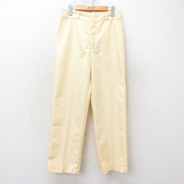 W31★古着 ディッキーズ Dickies ビンテージ パンツ メンズ 70年代 70s 薄黄 イエロー 【spe】 25feb15 中古 ボトムス ロング