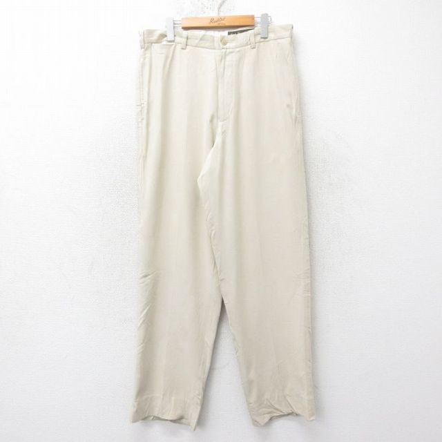 W35★古着 ナットサスト パンツ メンズ シルク ベージュ カーキ 25feb15 中古 ボトムス ロング