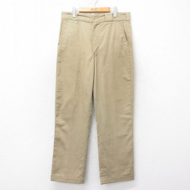 W37★古着 ワーク パンツ メンズ 80年代 80s タロン ベージュ カーキ 内側フランネル 25feb15 中古 ボトムス ロング