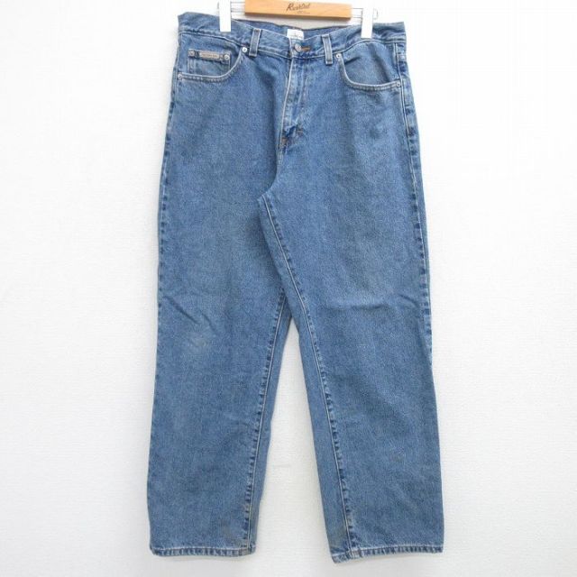 W34★古着 カルバンクライン Calvin Klein ジーンズ メンズ 00年代 00s コットン 紺 ネイビー デニム 25feb17 中古 ボトムス ジーパン Gパン ロング パンツ