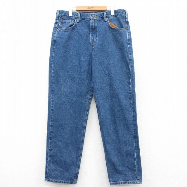 【50%OFF】W37★古着 カーハート Carhartt ジーンズ メンズ コットン 紺 ネイビー デニム 25feb17 中古 ボトムス ジーパン Gパン ロング パンツ