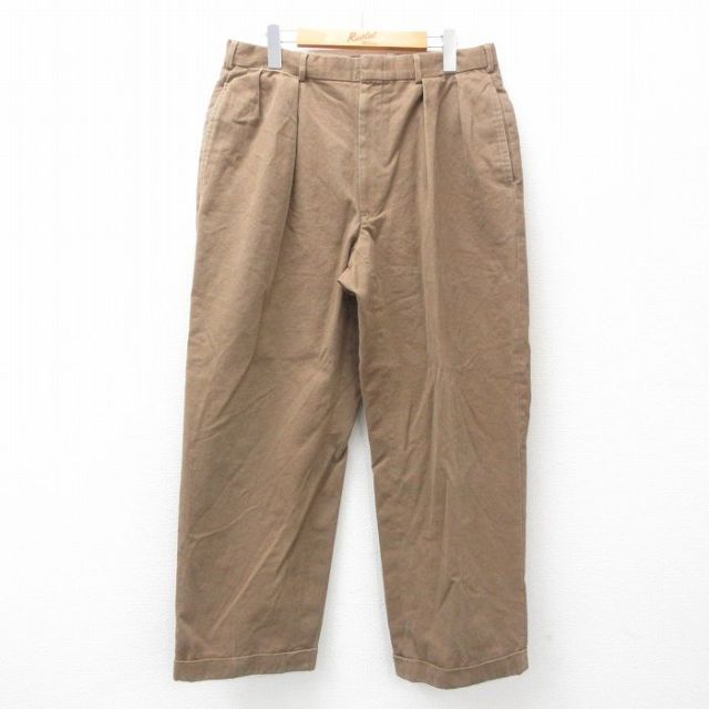W35★古着 ラルフローレン Ralph Lauren ブランド スラックス パンツ メンズ 90年代 90s コットン タロン 茶 ブラウン 25feb18 中古 ボトムス ロング
