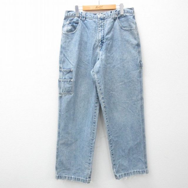 W35★古着 ゲス GUESS ペインター パンツ メンズ 00年代 00s コットン 紺 ネイビー デニム 25feb18 中古 ボトムス ロング