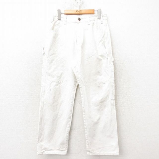 W30★古着 ディッキーズ Dickies ペインター パンツ メンズ コットン 白 ホワイト 25feb19 中古 ボトムス ロング