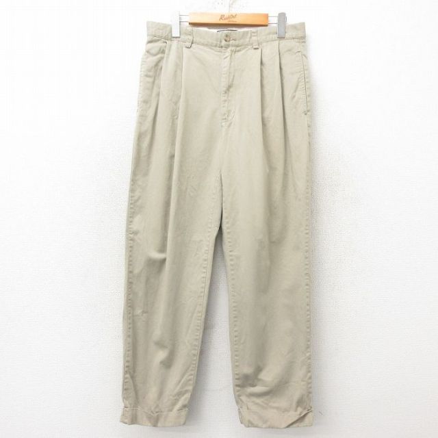W32★古着 ラルフローレン Ralph Lauren ブランド チノ パンツ チノパン メンズ 90年代 90s HAMMOND コットン ベージュ カーキ 25feb19 中古 ボトムス ロング