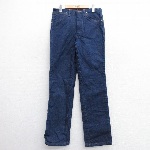 W34★古着 ラングラー Wrangler ジーンズ メンズ コットン 紺 ネイビー デニム 25feb19 中古 ボトムス ジーパン Gパン ロング パンツ
