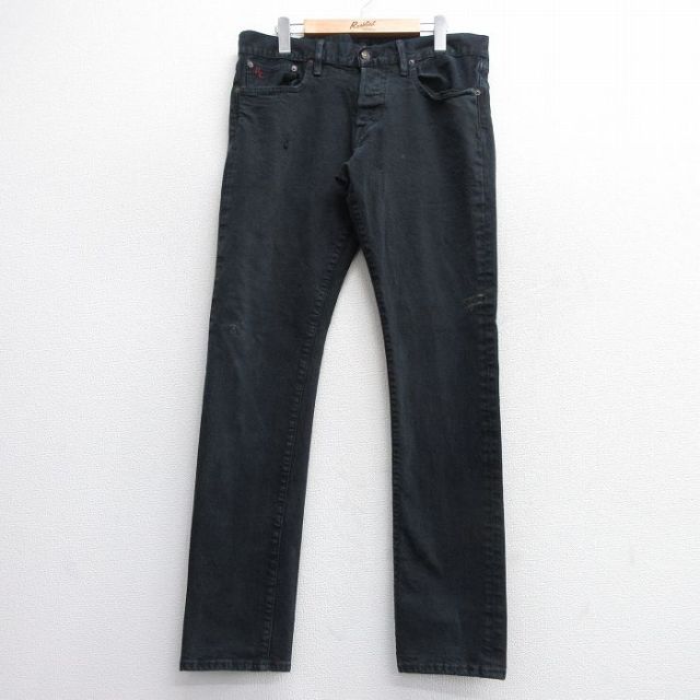 W35★古着 ラルフローレン Ralph Lauren ブランド ジーンズ メンズ 黒 ブラック 25feb19 中古 ボトムス ジーパン Gパン ロング パンツ
