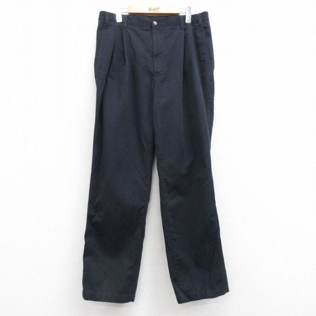 W35★古着 バンヒューセン チノ パンツ チノパン メンズ 90年代 90s コットン タロン 紺 ネイビー 25feb20 中古 ボトムス ロング