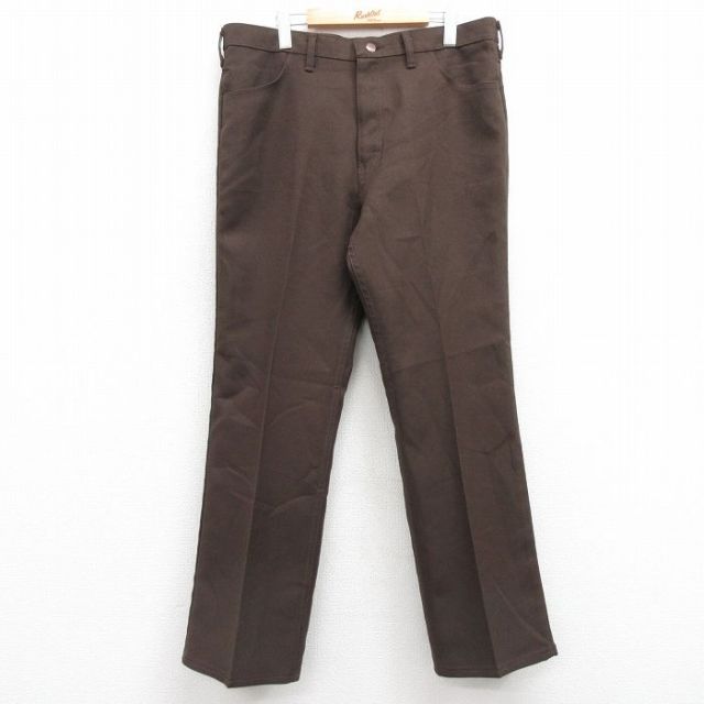 W36★古着 ラングラー Wrangler ランチャー パンツ メンズ 80年代 80s USA製 タロン 茶 ブラウン 25feb20 中古 ボトムス ロング