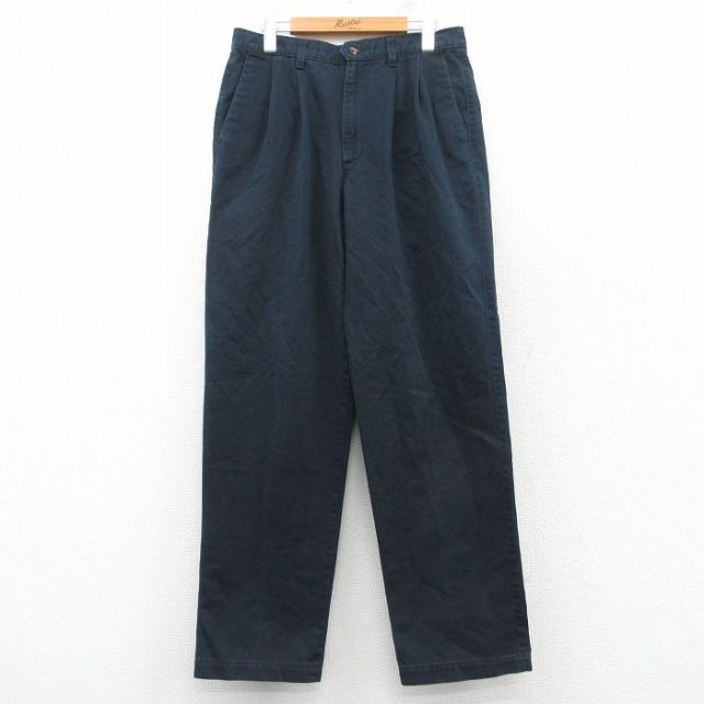 W32★古着 ドッカーズ チノ パンツ チノパン メンズ 90年代 90s コットン USA製 紺 ネイビー 25feb20 中古 ボトムス ロング