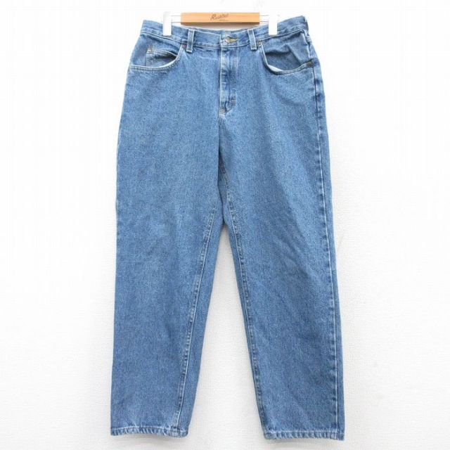 【50%OFF】W35★古着 ジーンズ メンズ 90年代 90s テーパード コットン USA製 紺 ネイビー デニム 25feb20 中古 ボトムス ジーパン Gパン ロング パンツ