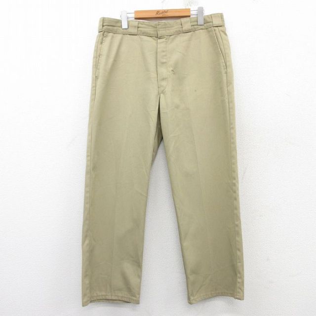 W35★古着 ディッキーズ Dickies ワーク パンツ メンズ 90年代 90s USA製 ベージュ カーキ 25feb20 中古 ボトムス ロング