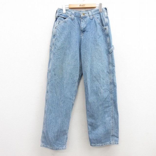 W31★古着 リー Lee ペインター パンツ メンズ コットン 紺 ネイビー デニム 25feb21 中古 ボトムス ロング